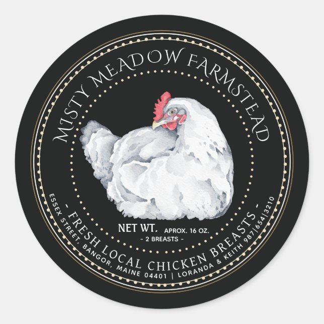 Das Label "Hen Farmer" für lokale Hühnerteile Runder Aufkleber (Vorderseite)