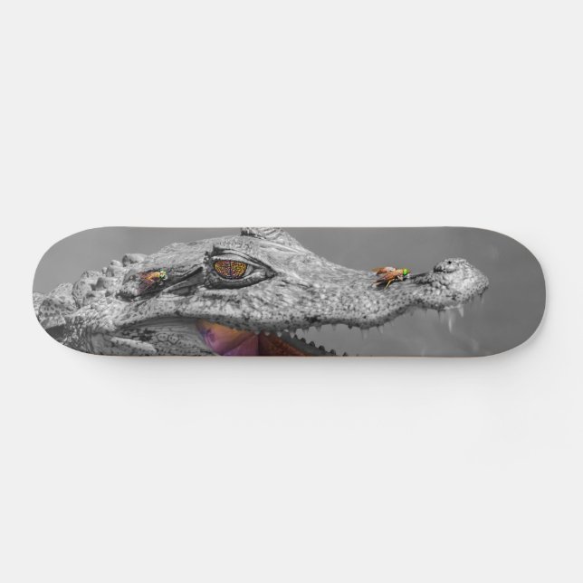 Das lächelnde Krokodil und die Fliegen Skateboard (Horizontal)