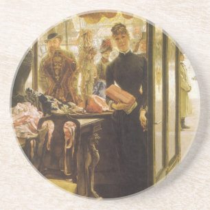 Das Ladenmädchen von James Tissot, viktorianische Sandstein Untersetzer