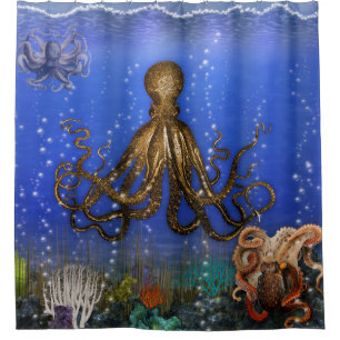 Das Lager der Kraken - bunter Duschvorhang