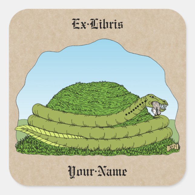 Das Lambton-Worm-Buchzeichen Quadratischer Aufkleber (Vorderseite)