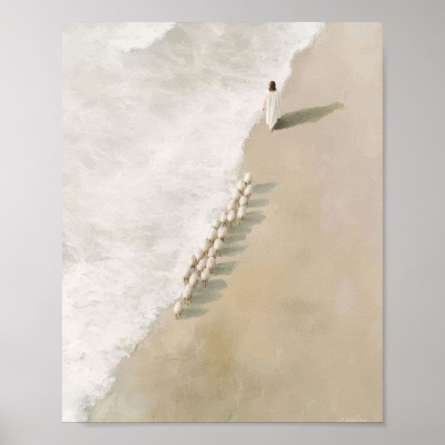 Das Lamm folgt Jesus Christliche Kunst Poster (Vorne)
