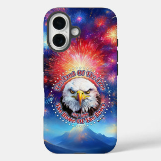 Das Land der Freien Zuhause Brauner Adler Feuerwer iPhone 16 Hülle