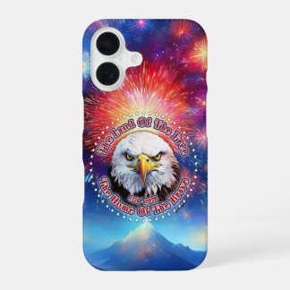 Das Land der Freien Zuhause Brauner Adler Feuerwer iPhone 16 Hülle