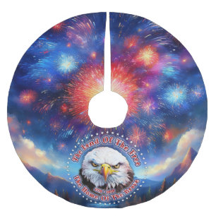 Das Land der Freien Zuhause Brauner Adler Feuerwer Polyester Weihnachtsbaumdecke