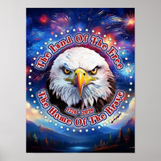 Das Land der Freien Zuhause Brauner Adler Feuerwer Poster