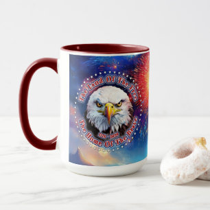 Das Land der Freien Zuhause Brauner Adler Feuerwer Tasse