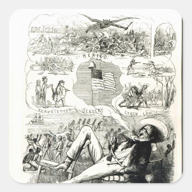 Das Land der Freiheit" Quadratischer Aufkleber (Vorderseite)