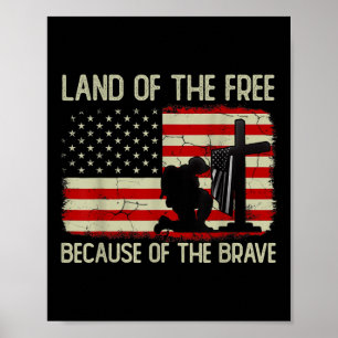 Das Land der Freiheit wegen der tapferen Flagge gi Poster