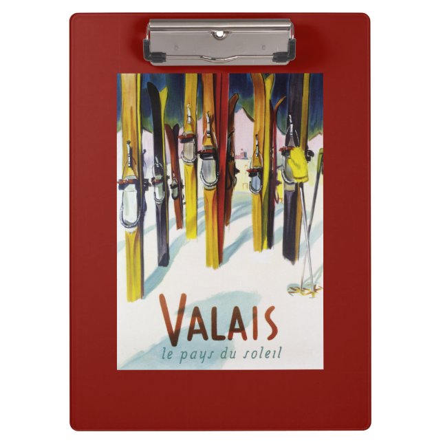 Das Land des Sonnenscheins - Skis stehend im Klemmbrett (Vorderseite)