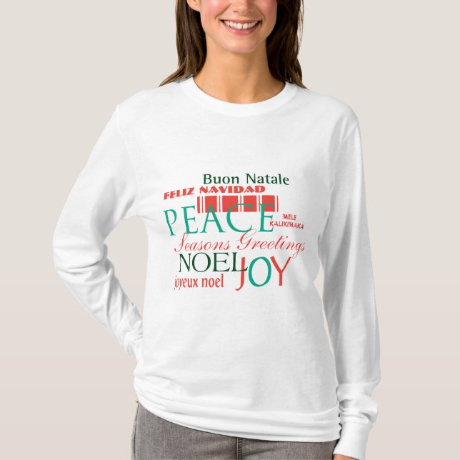 Das lange Sleeved Weihnachten der Frauen T-Shirt (Vorderseite)