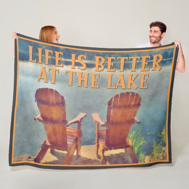 Das Leben am See ist besser, die Aquarellmalerei Fleecedecke (Beispiel)