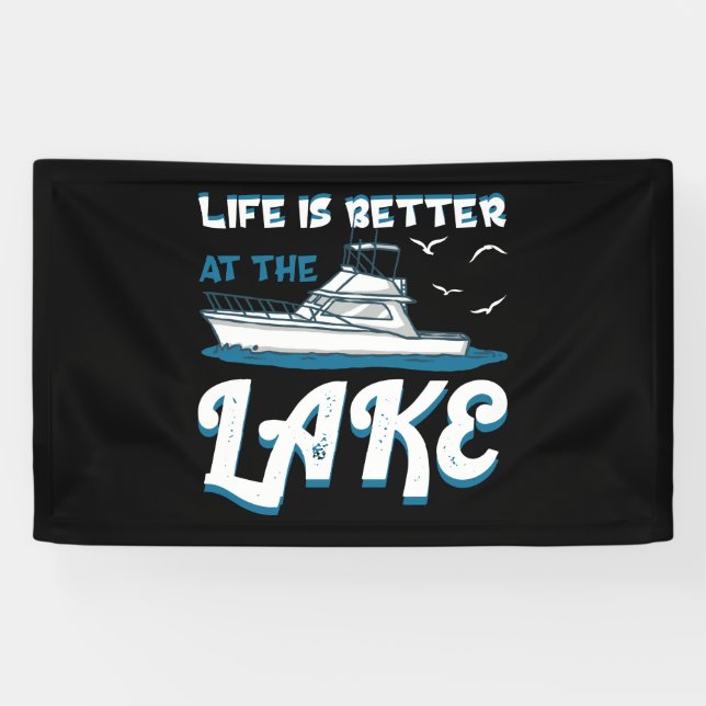 Das Leben am See ist besser - Pontoon Boat Geschen Banner (Horizontal)
