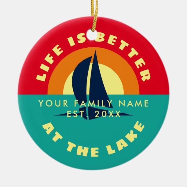 Das Leben am See ist besser Weihnachtsbaum Keramik Ornament (Vorne)