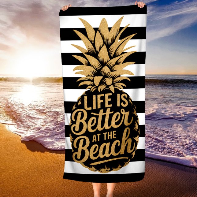 Das Leben am Strand Ananas Streifen Strandtuch (Von Creator hochgeladen)