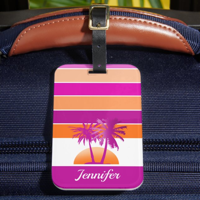Das Leben am Strand Cool Sonnenuntergang Rosa und  Gepäckanhänger (Vorderseite Insitu 2)