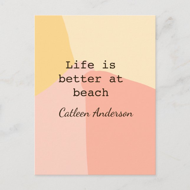 Das Leben am Strand gelb orange boho rustikal Postkarte (Vorderseite)