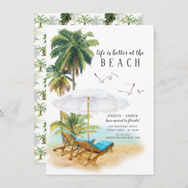 Das Leben am Strand ist besser Einladung (Vorne/Hinten)