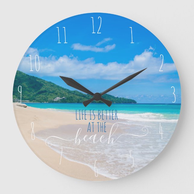 Das Leben am Strand ist besser Große Wanduhr (Vorderseite)