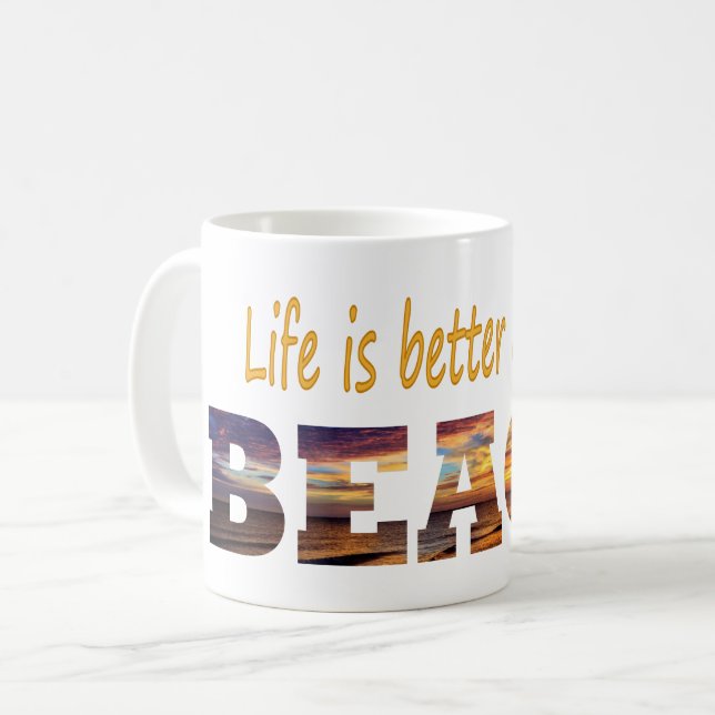 Das Leben am Strand ist besser Kaffeetasse (Vorderseite Links)