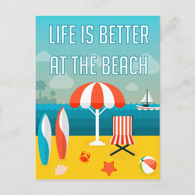 Das Leben am Strand ist besser Postkarte (Vorderseite)