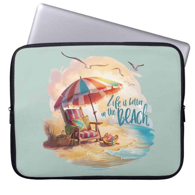 Das Leben am Strand ist schöner Laptopschutzhülle (Vorderseite)