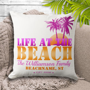 Das Leben am Strand Personalisiert Pink & Orange Kissen