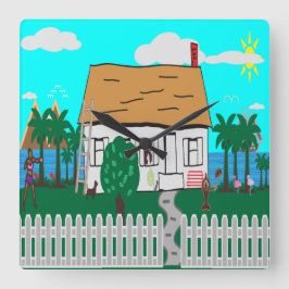 Das Leben am Strand Quadratische Wanduhr