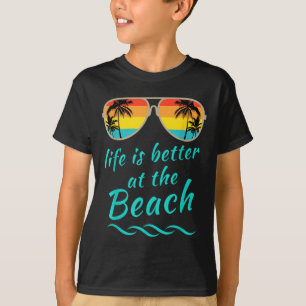 Das Leben am Strand Retro Palmen Bäume im Sommer i T-Shirt