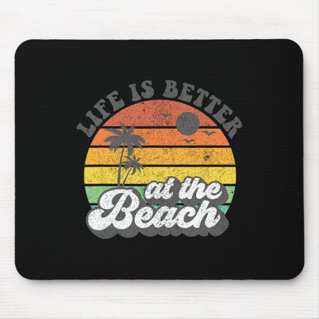 Das Leben am Strand Retro Sommerurlaub ist besser Mousepad (Vorne)