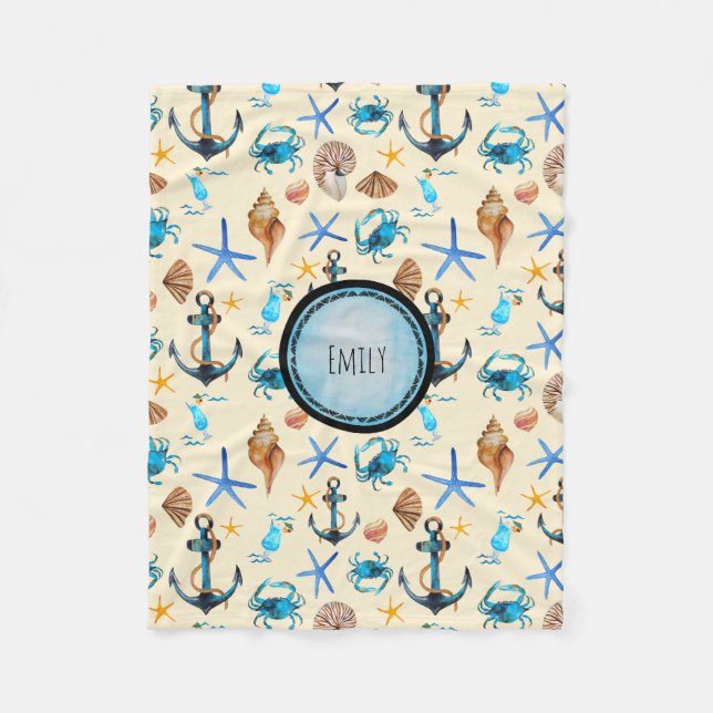 Das Leben am Strand und am Meer als Muster Persona Fleecedecke (Vorderseite)