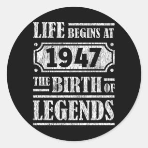 Das Leben beginnt 1947 die Geburt der Legende 75.  Runder Aufkleber