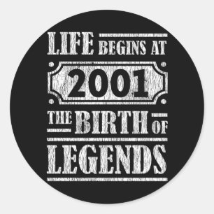 Das Leben beginnt 2001 die Geburt der Legende 20. Runder Aufkleber