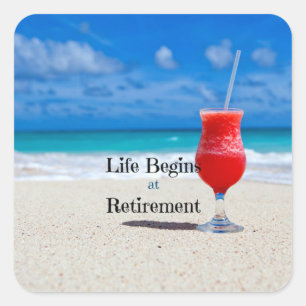 Das Leben beginnt bei der Pension, ein frostiges G Quadratischer Aufkleber