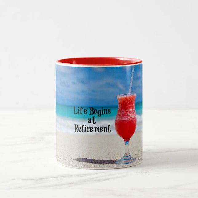Das Leben beginnt bei der Pensionierung, Zweifarbige Tasse (Mittel)