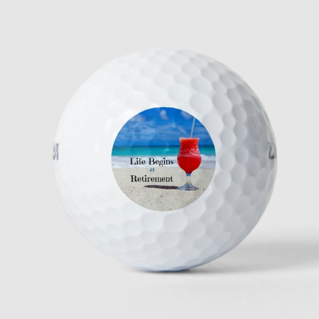 Das Leben beginnt bei der Rente Golfball (Vorderseite)