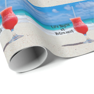 Das Leben beginnt bei Retirement - Sandstrand, son Geschenkpapier