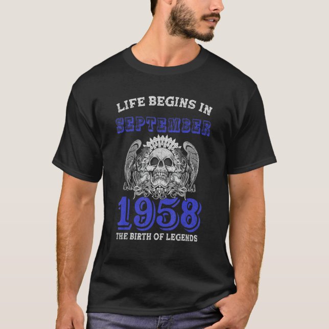 Das Leben beginnt im September 1958 mit der Geburt T-Shirt (Vorderseite)