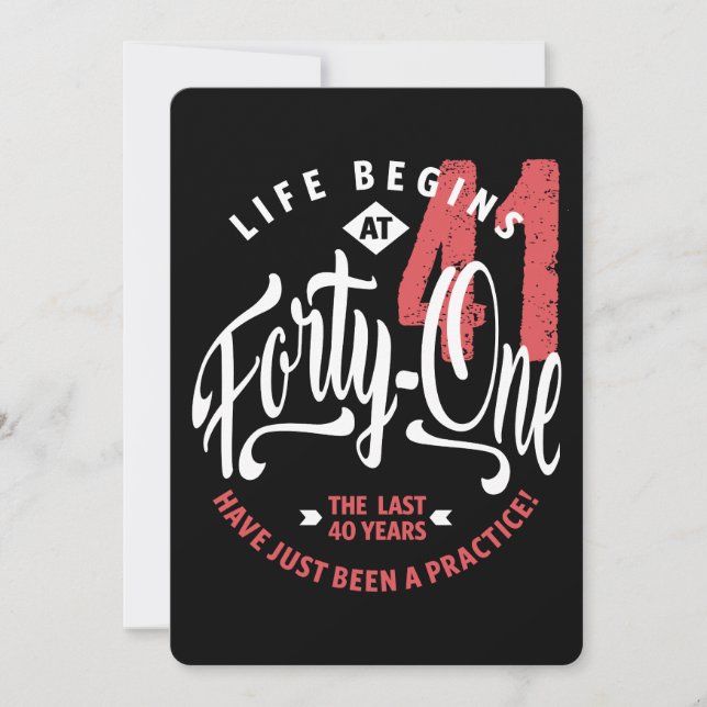 Das Leben beginnt mit 41 | 41. Geburtstag Einladung (Vorderseite)