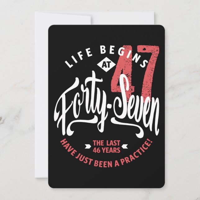 Das Leben beginnt mit 47 | 47. Geburtstag Karte (Vorderseite)