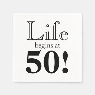 Das Leben beginnt mit 50 coolen Retro-Zeichen Serviette