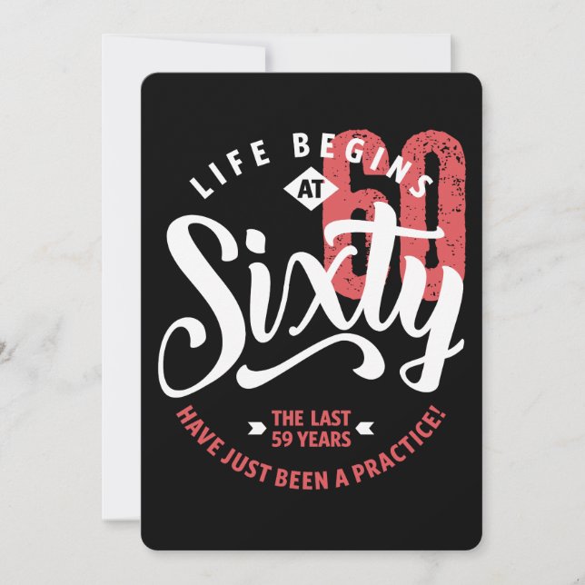 Das Leben beginnt mit 60 | 60. Geburtstag Karte (Vorderseite)