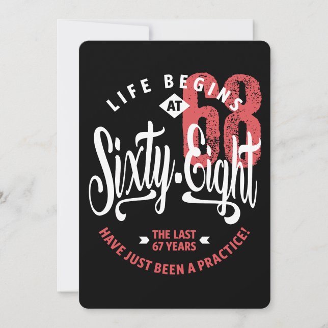 Das Leben beginnt mit 68 | 68. Geburtstag Karte (Vorderseite)