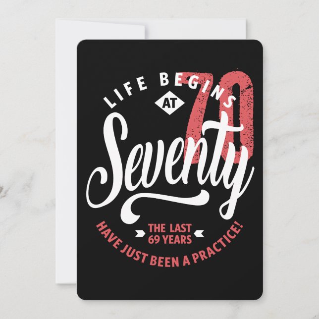 Das Leben beginnt mit 70 | 70. Geburtstag Karte (Vorderseite)
