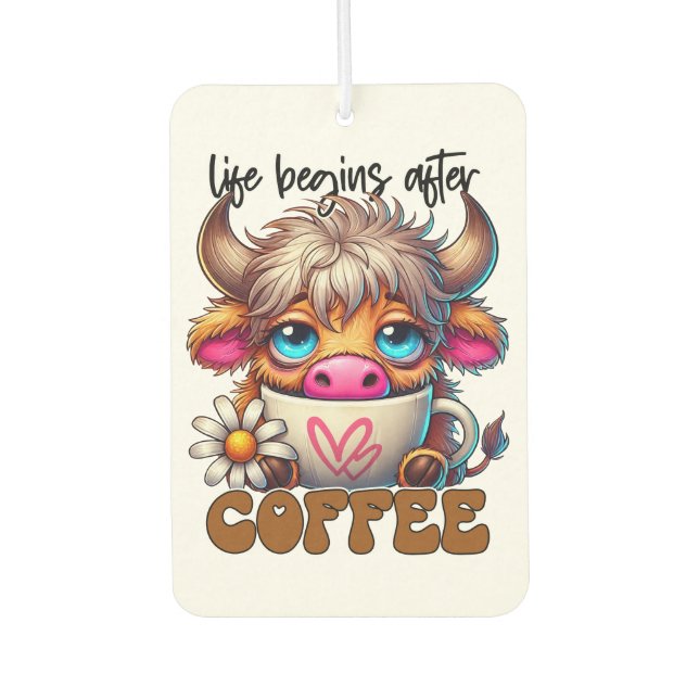 Das Leben beginnt nach dem Kaffee  Autolufterfrischer (Vorderseite)
