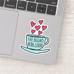 Das Leben beginnt nach dem Kaffee Funny Coffee L Aufkleber
