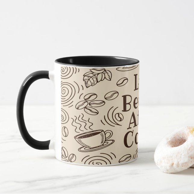 Das Leben beginnt nach dem Kaffee - Funny Coffee L Tasse (Mit Donut)