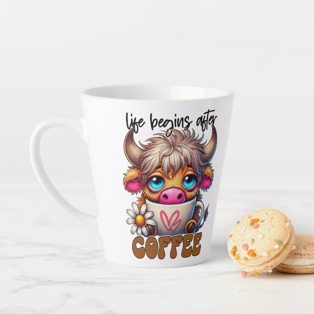 Das Leben beginnt nach dem Kaffee  Milchtasse (Beispiel)