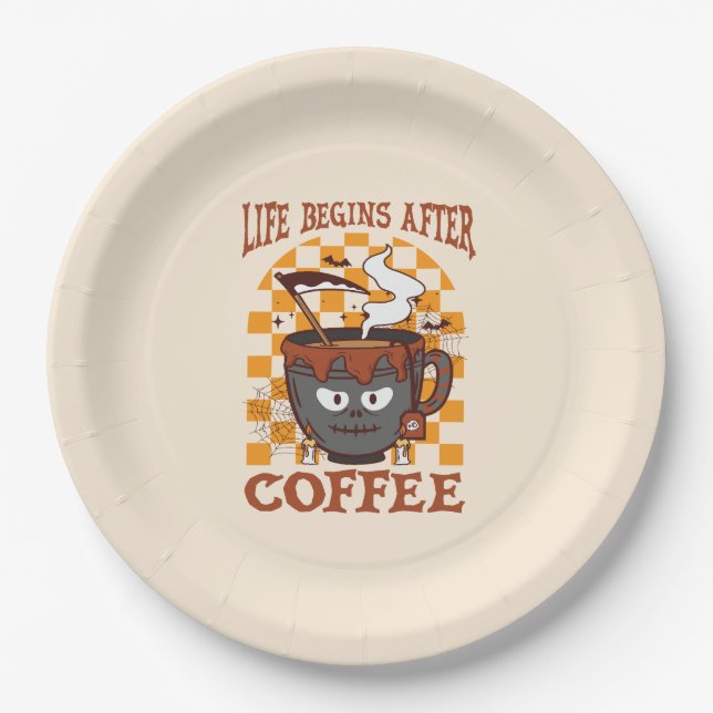 Das Leben beginnt nach dem Kaffee Pappteller (Vorderseite)