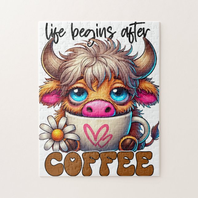 Das Leben beginnt nach dem Kaffee  Puzzle (Vertikal)